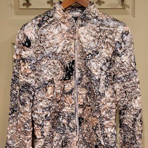 Adressing Woman Sequin Full Zip Ball Zipper Crinkle Print Light Jacket Blazer XL